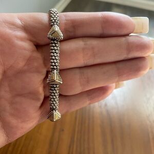 Lagos Three Station Pyramid Caviar Bracelet 6mm
